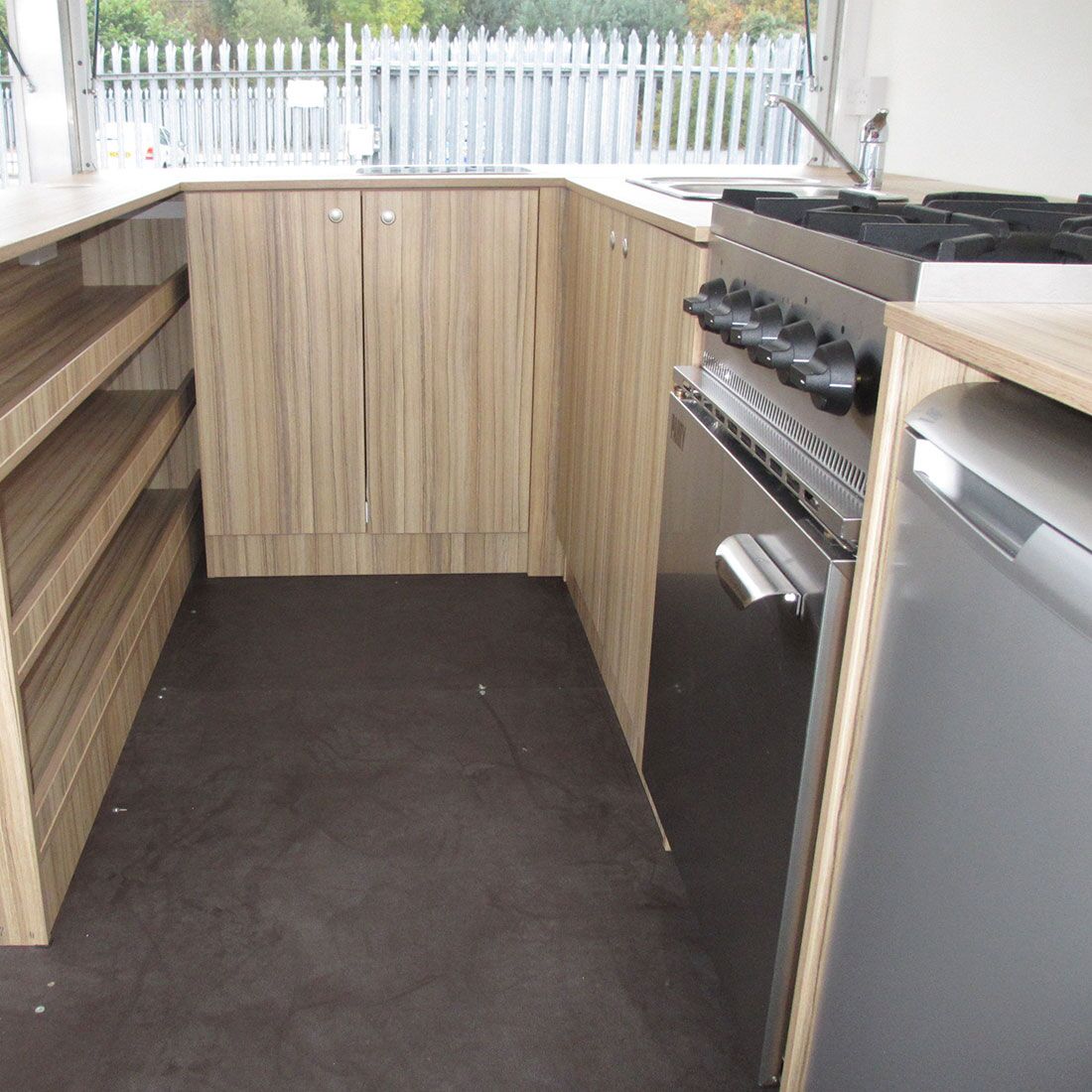 food prep area small product sampling trailer