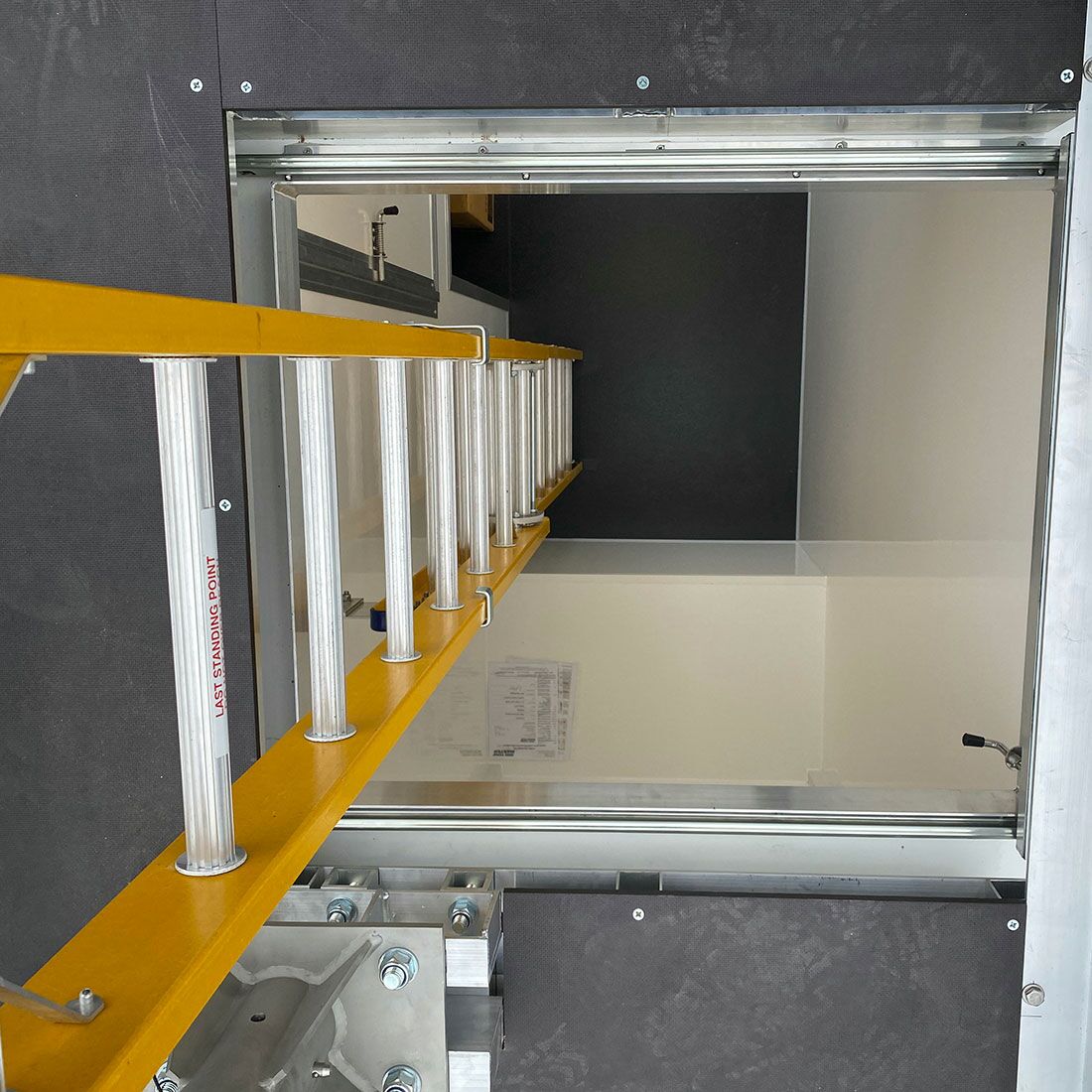 enclosed space trailer view down top hatch